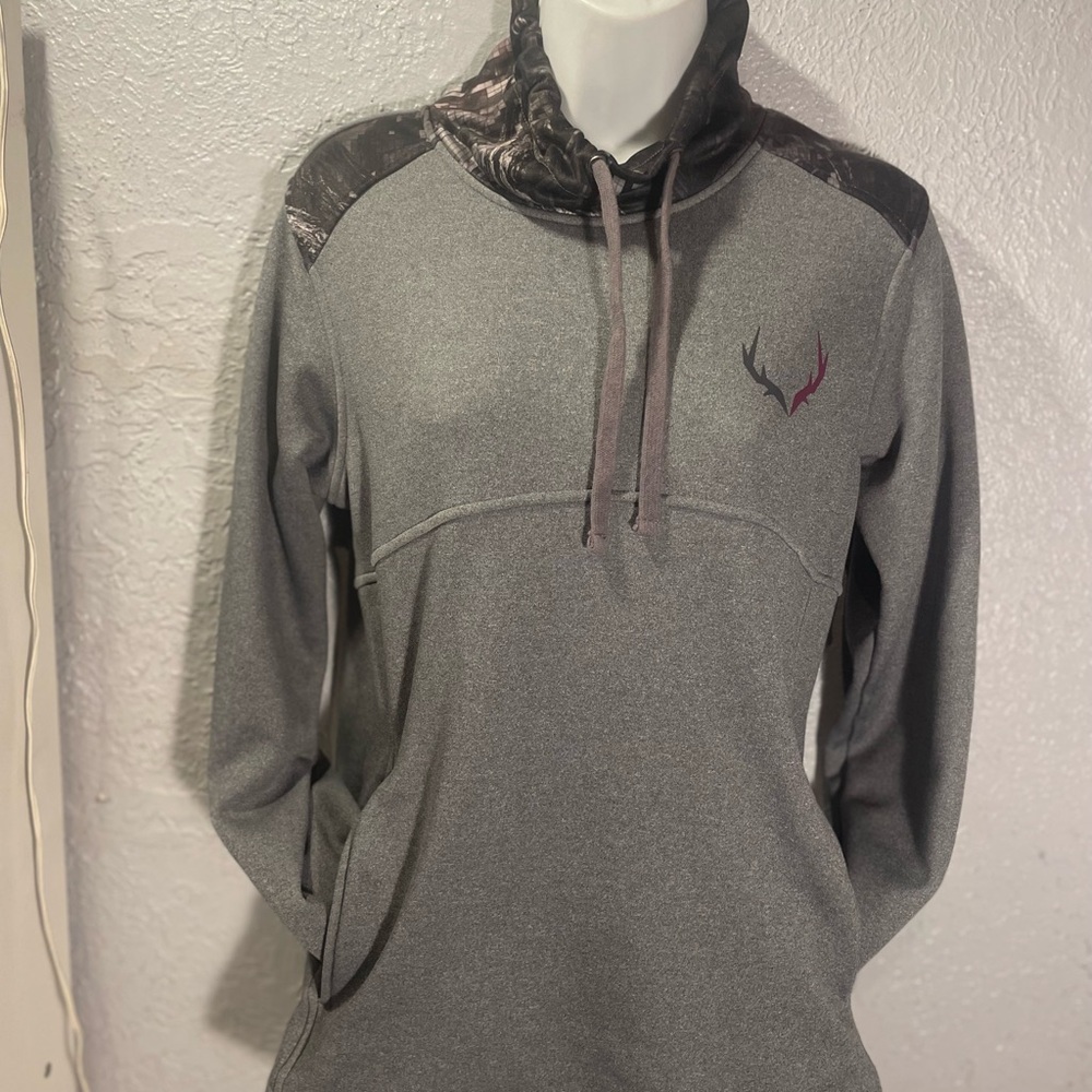 Gray Women's Outdoor, Hunting, Running Jacket with Camouflage Accents